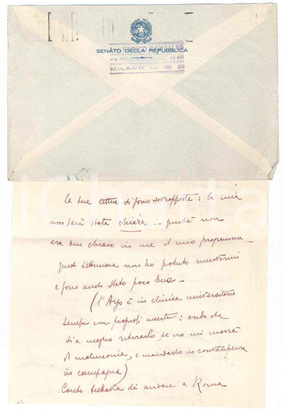 Autografo originale 1949 MILANO Lettera del senatore Enrico GONZALES a un collega  AUTOGRAFO 1