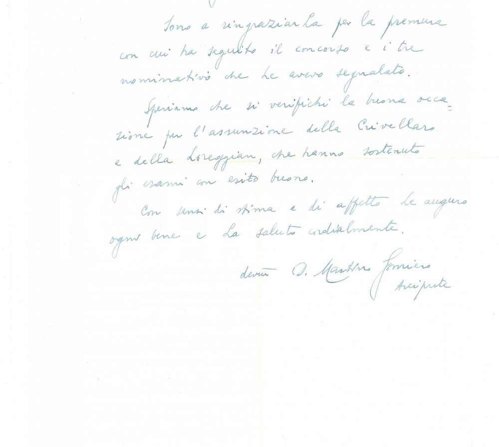 Autografo originale 1967 PADOVA Lettera don Martino GOMIERO  Rettore Seminario Vescovile AUTOGRAFO 1