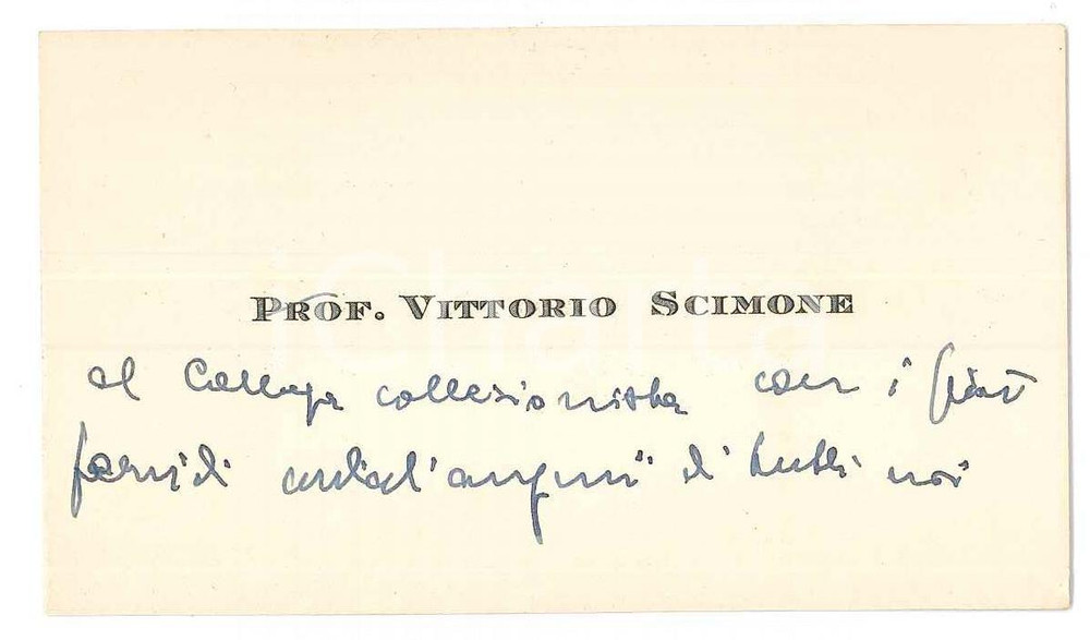 Autografo originale 1960 ca PADOVA Prof. Vittorio SCIMONE  Biglietto da visita AUTOGRAFO 1