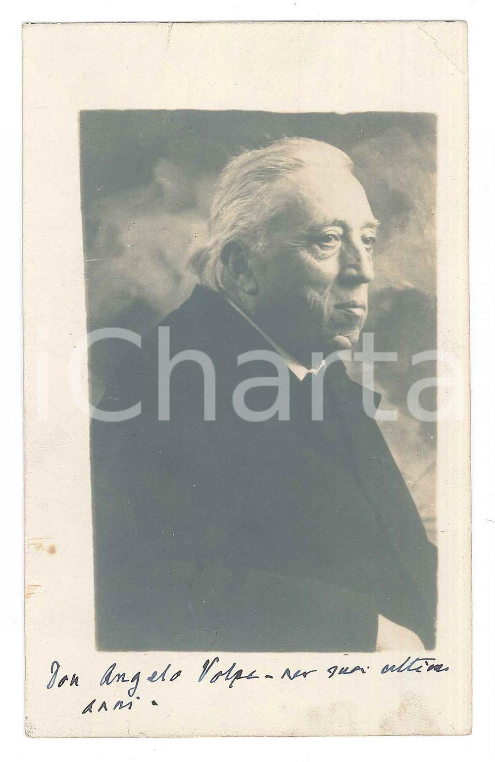 Fotografia d epoca originale 1910 ca Don Angelo VOLPE  Ritratto in etÃ  anziana  Foto cartolina 9x14 cm 1