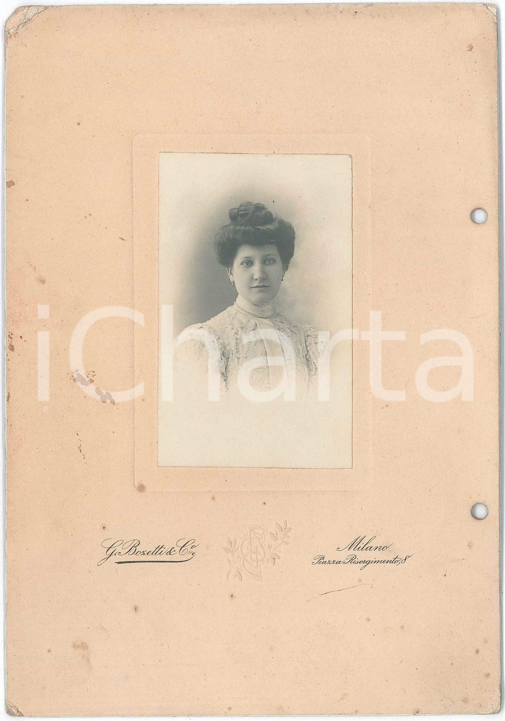 Fotografia d epoca originale 1910 ca MILANO Ritratto femminile  Foto G. BOZETTI 15x21 cm 1