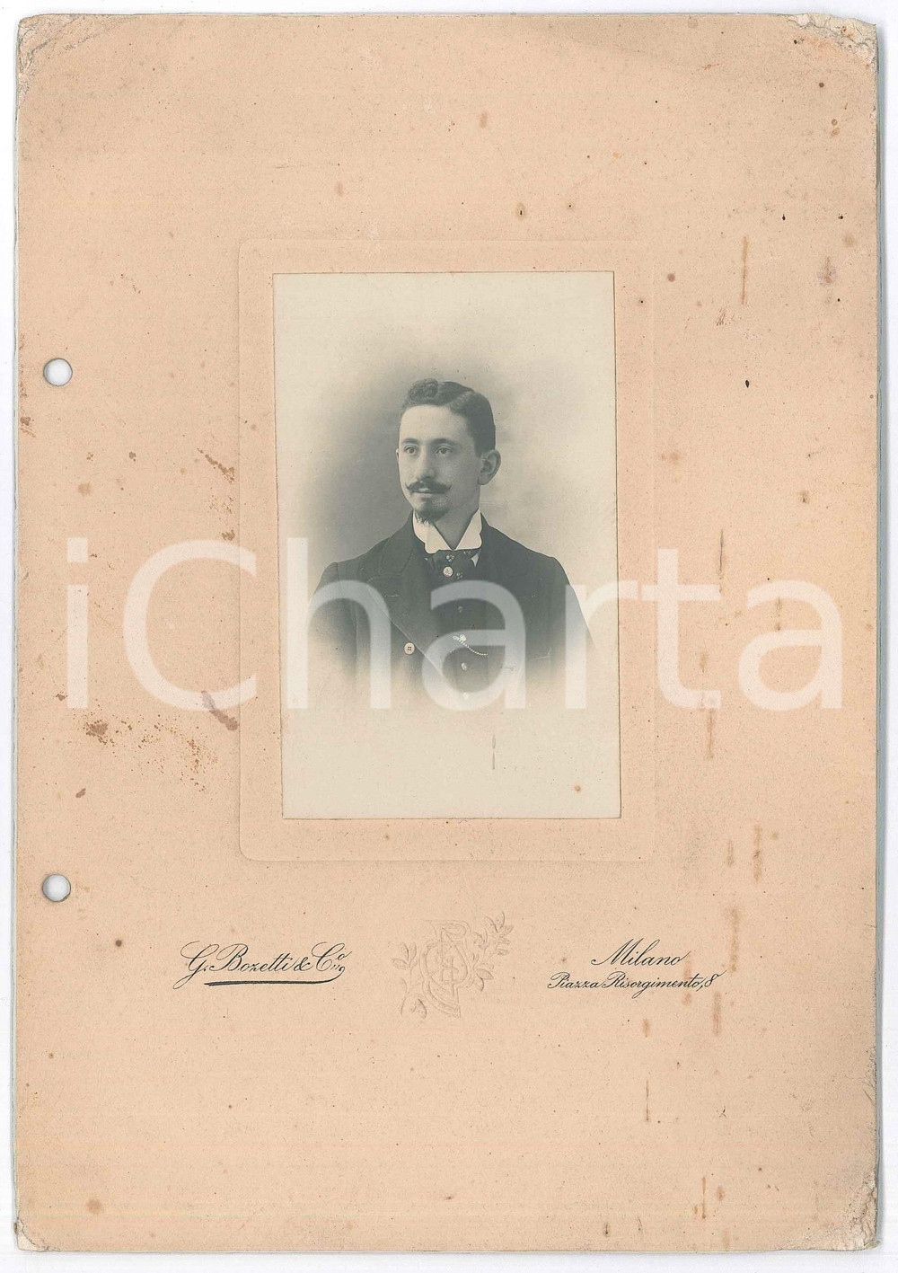 Fotografia d epoca originale 1910 ca MILANO Ritratto maschile  Foto G. BOZETTI 15x21 cm 1