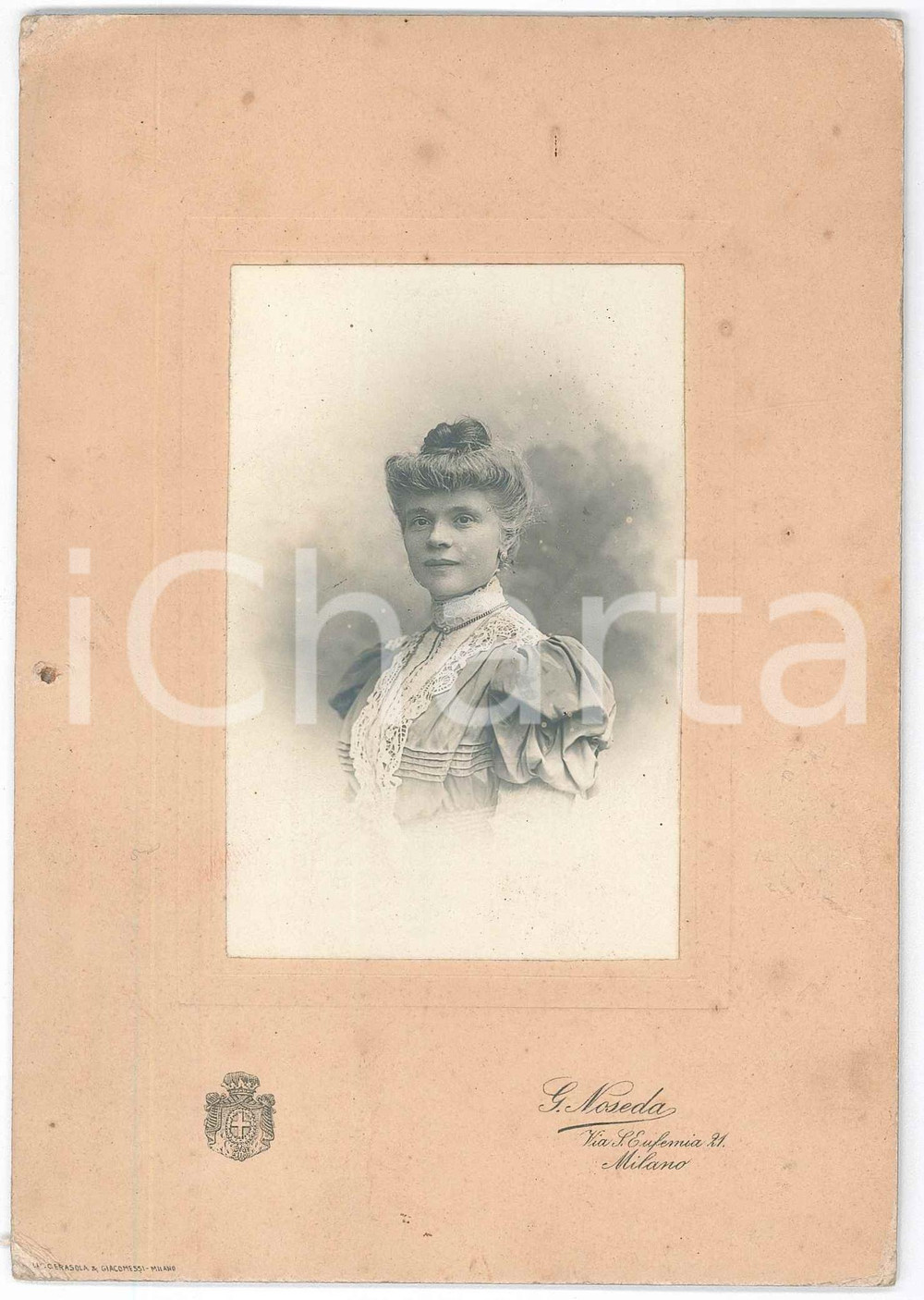 Fotografia d epoca originale 1910 ca MILANO Ritratto femminile  Foto G. NOSEDA 12x17 cm 1
