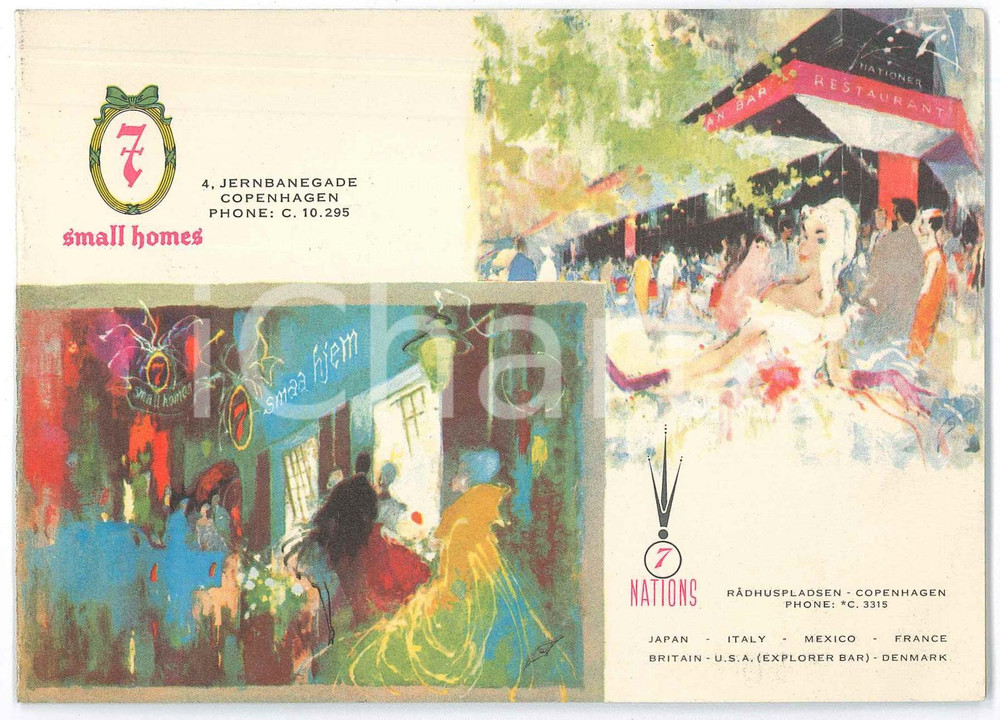 Oggetto da collezione cartaceo 1970 ca COPENHAGEN  7 Small Homes  List of liqueurs 1