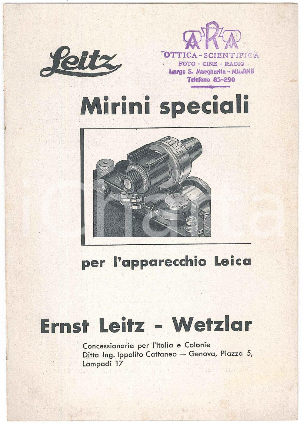 Libro, pubblicazione d epoca 1933 WETZLAR Ernst LEITZ Mirini speciali per apparecchio LEICA  Pubblicazione 1