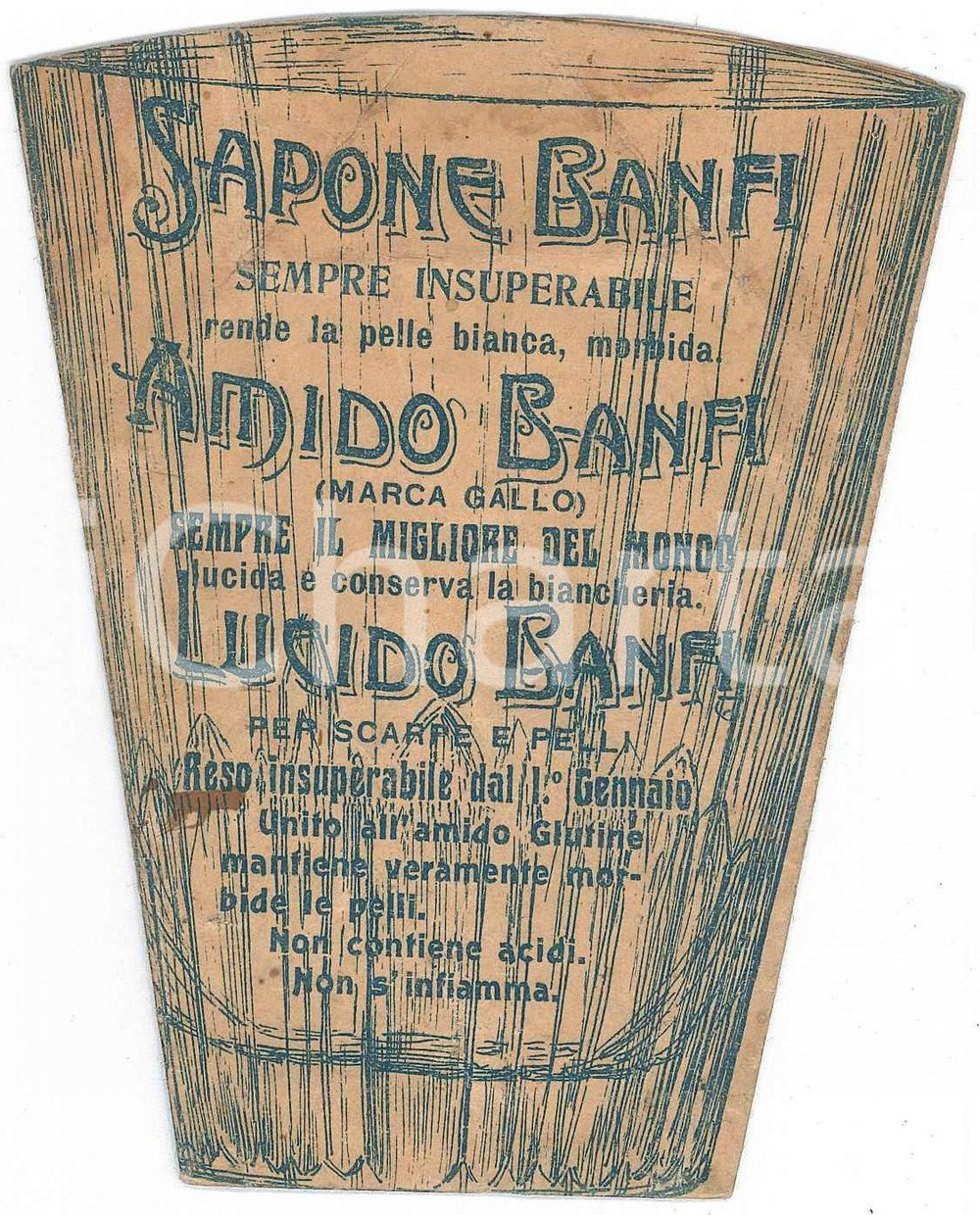Materiale pubblicitario d’epoca 1925 ca SAPONE BANFI Bicchiere di carta pubblicitario per centri termali RARO 3 1