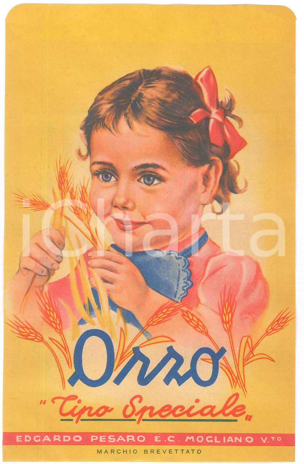 Materiale pubblicitario d’epoca 1950 ca MOGLIANO VENETO Edgardo PESARO  Orzo tipo speciale Busta pubblicitaria 1