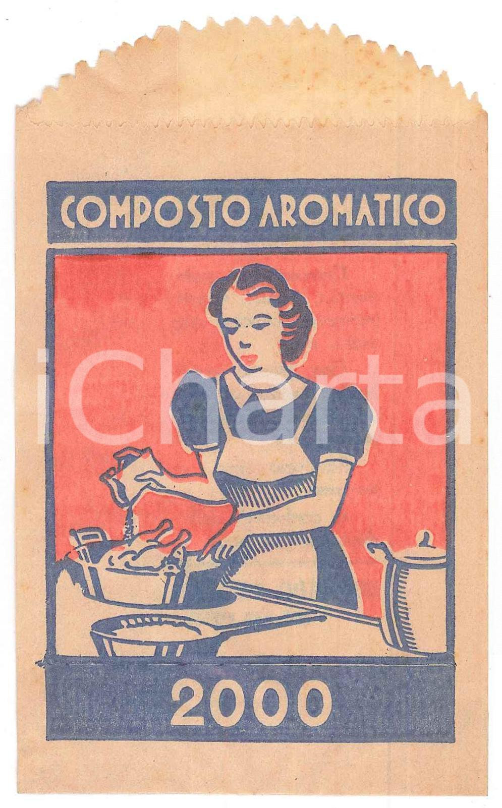 Materiale pubblicitario d’epoca 1950 ca MOGLIANO VENETO Edgardo PESARO Composto aromatico Bustina pubblicitaria 1