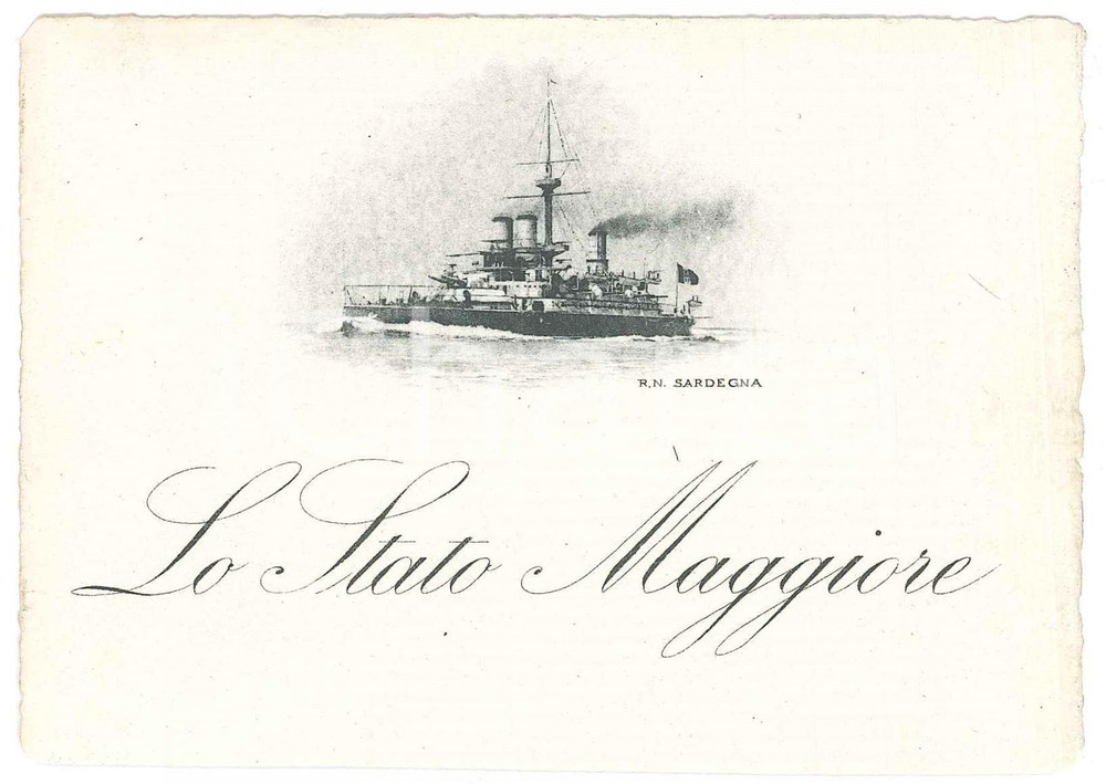 Oggetto da collezione cartaceo 1920 ca REGIA MARINA  Biglietto R. N. SARDEGNA Lo Stato Maggiore 1