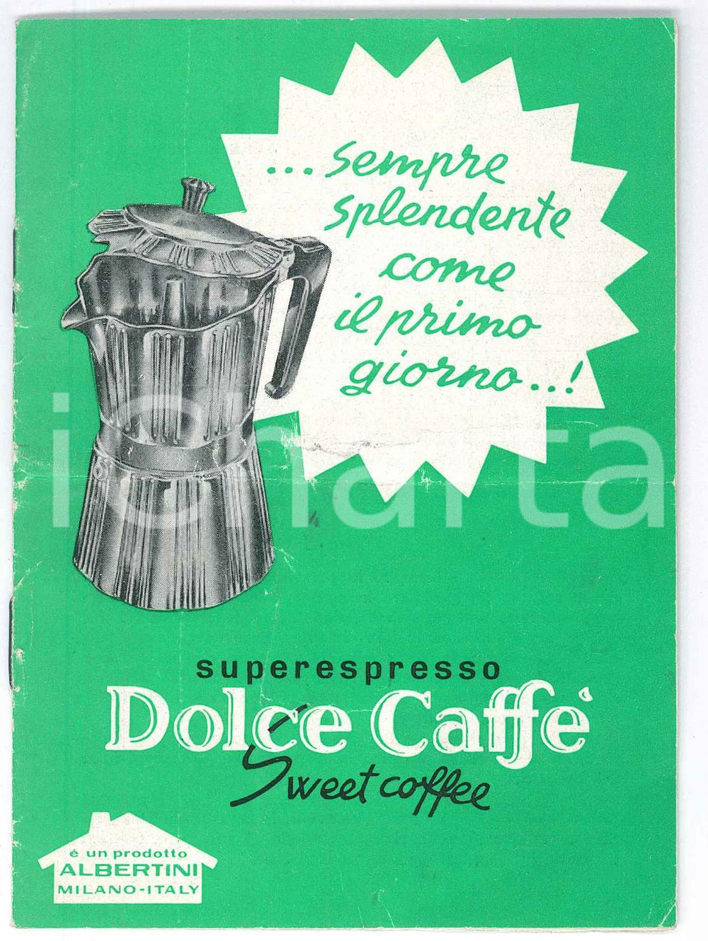 Materiale pubblicitario d’epoca 1975 ca MILANO Ditta ALBERTINI  Caffettiera DOLCE CAFFE   Libretto 12 pp. 1