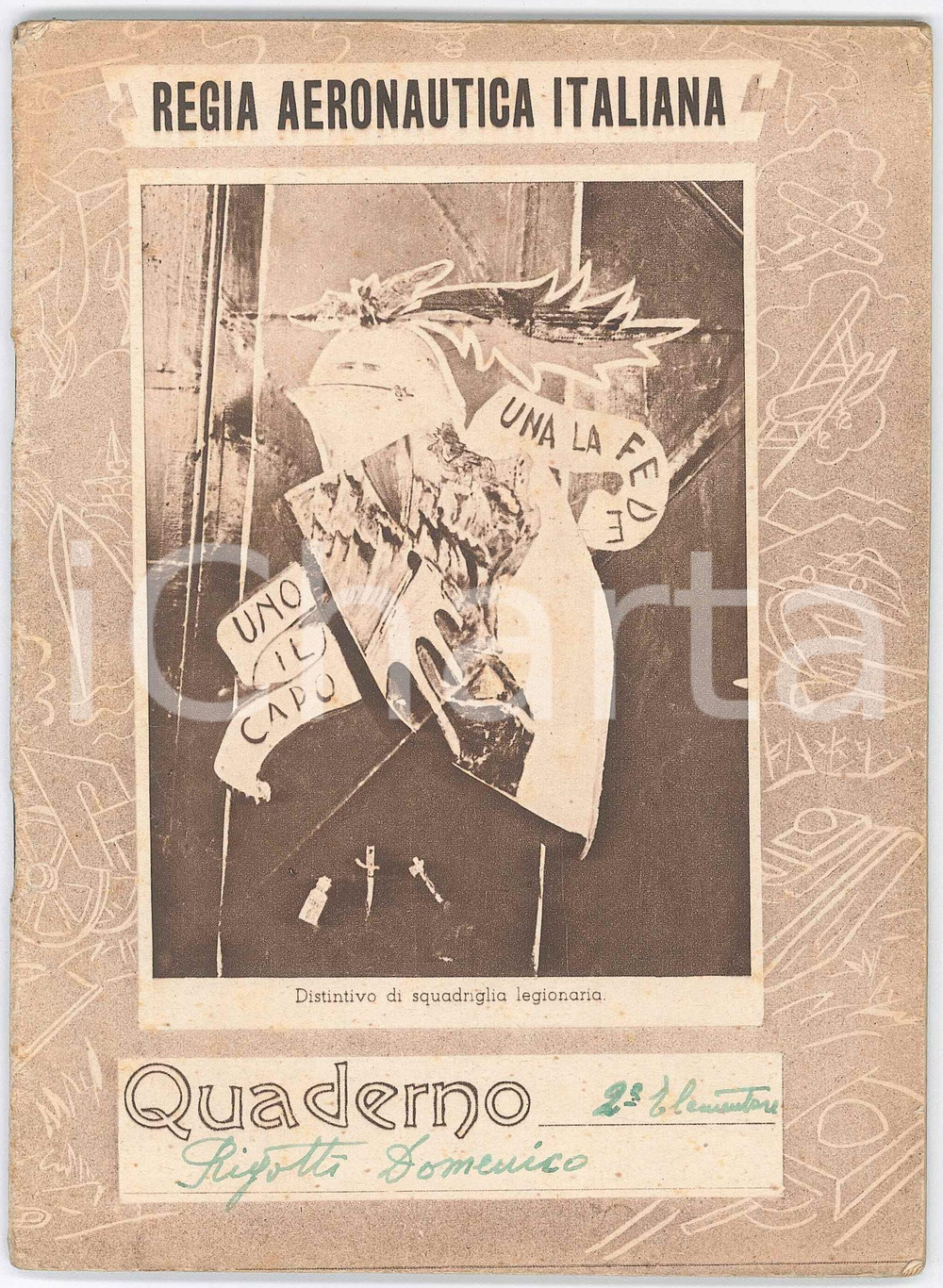 Documento originale, autentico 1940 DOMODOSSOLA Quaderno di matematica di Domenico RIGOTTI Regia Aeronautica 1