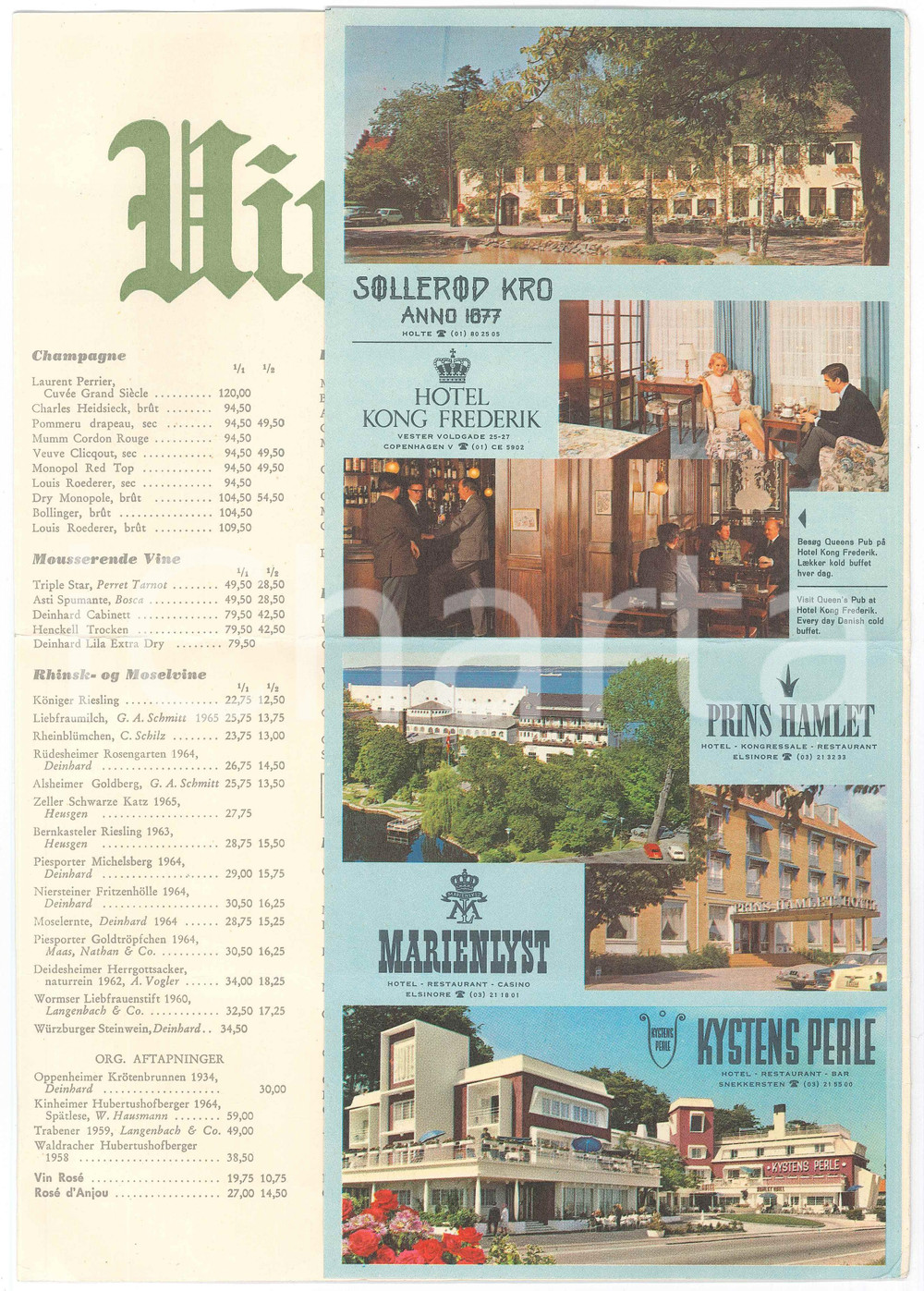 Oggetto da collezione cartaceo 1966 COPENHAGEN Restaurant 7 SMALL HOMES  Illustrated vintage menu 1