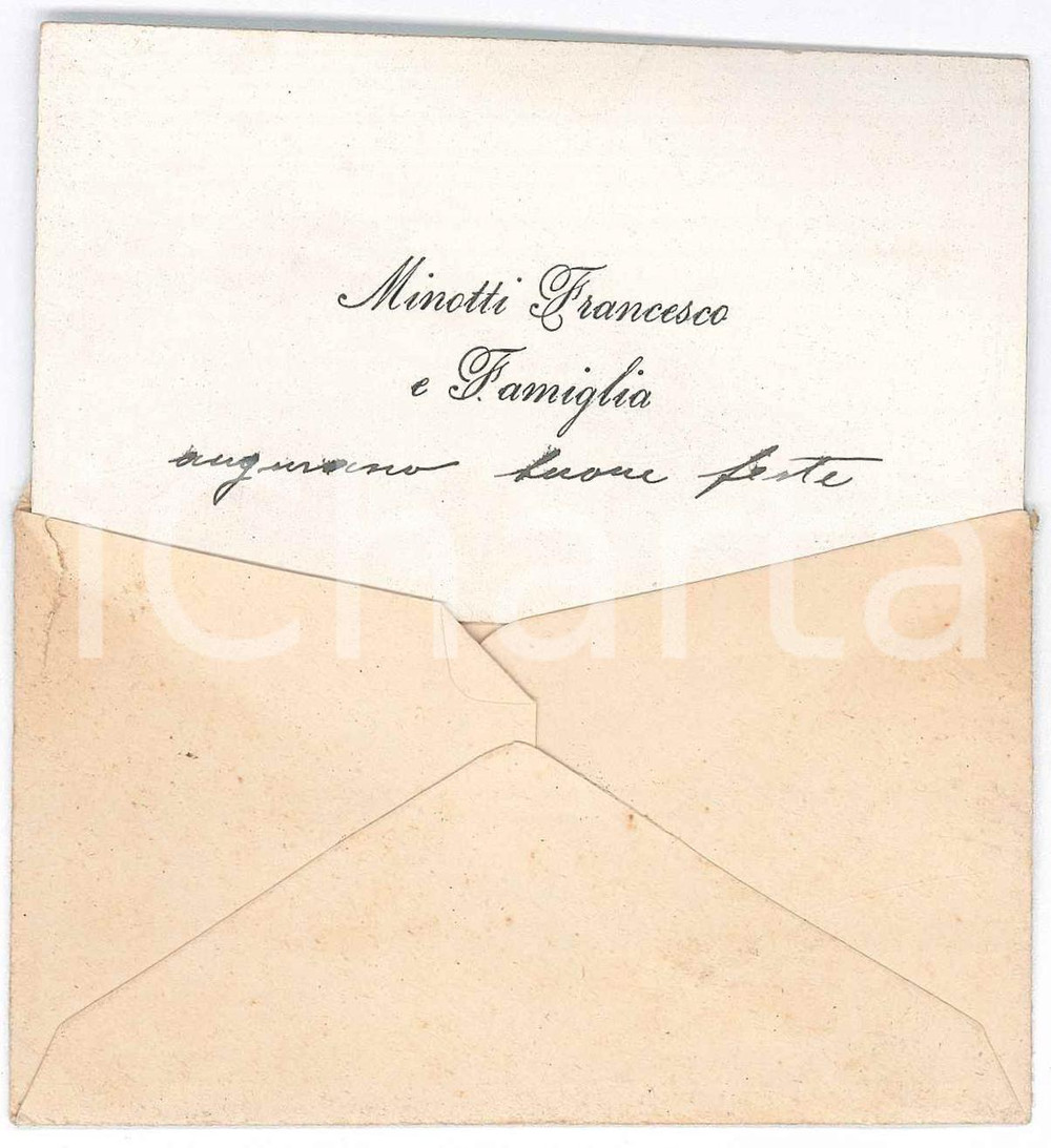 Oggetto da collezione cartaceo 1911 CAMERI NO Francesco MINOTTI e famiglia Biglietto da visita 1