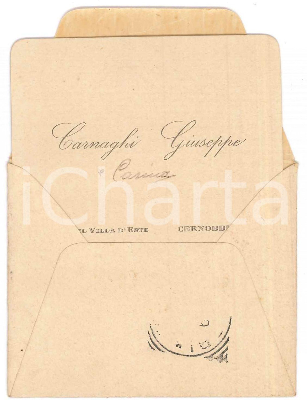 Oggetto da collezione cartaceo 1911 CERNOBBIO Grand Hotel VILLA D ESTE  Giuseppe CARNAGHI chef Biglietto 1