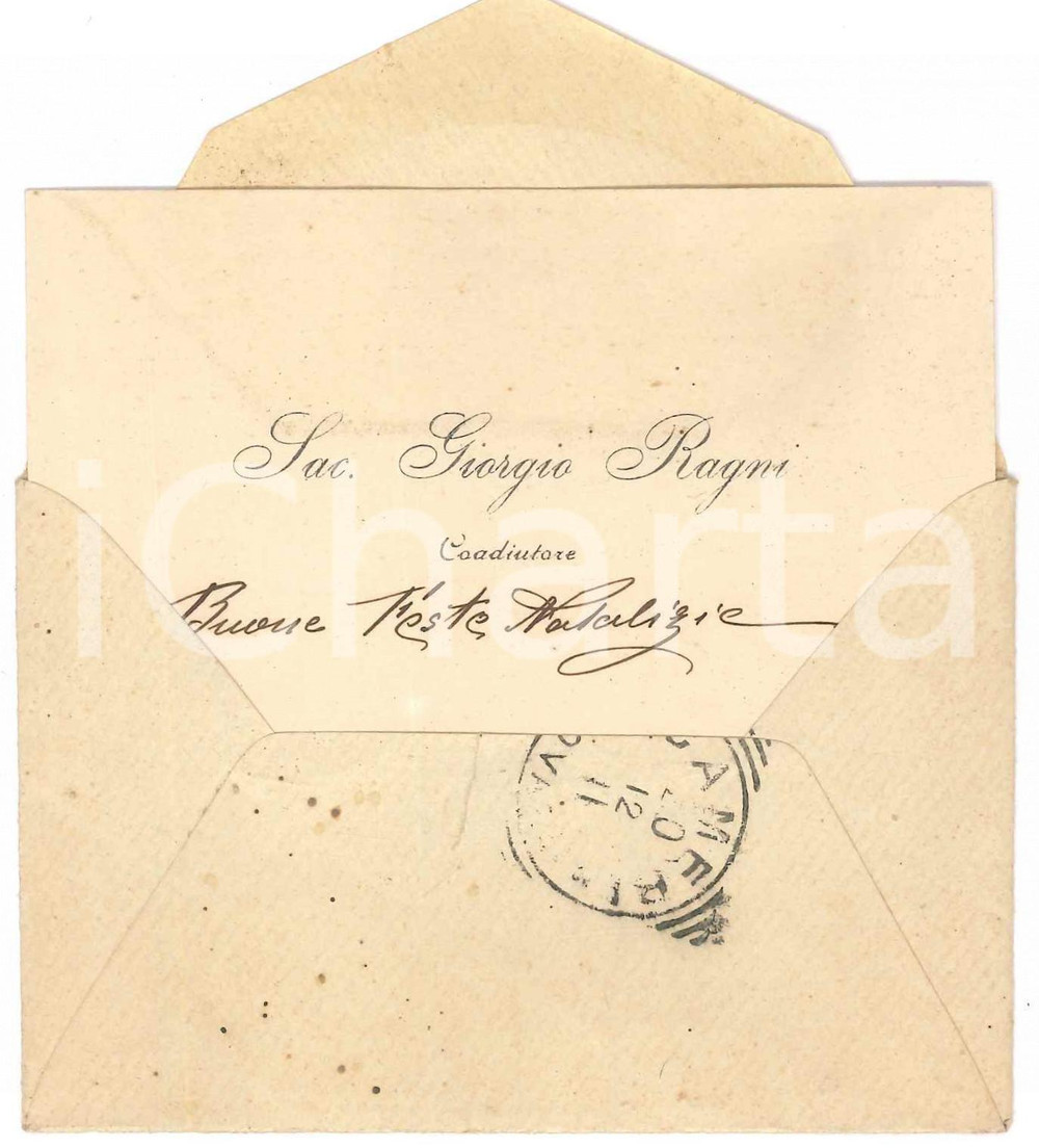 Autografo originale 1911 VESPOLATE NO Don Giorgio RAGNI coadiutore  Biglietto da visita AUTOGRAFO 1