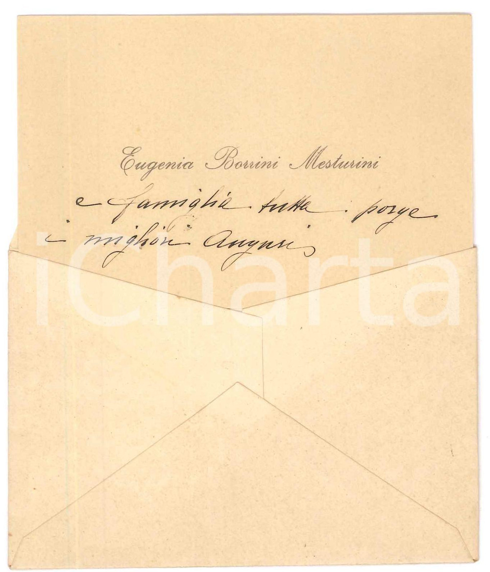 Autografo originale 1908 NOVARA Eugenia BORRINI MESTURINI  Biglietto da visita AUTOGRAFO 1