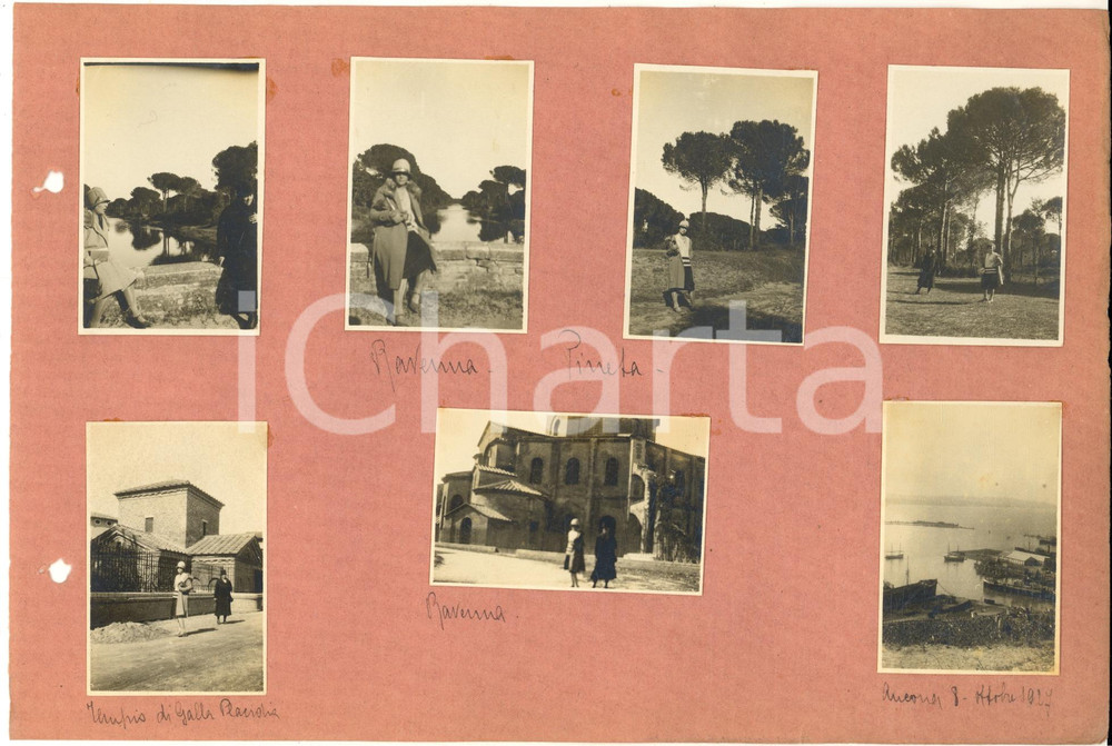 Fotografia d epoca originale 1927 RAVENNA Visita dei congressisti DANTE ALIGHIERI Collage 7 foto 1