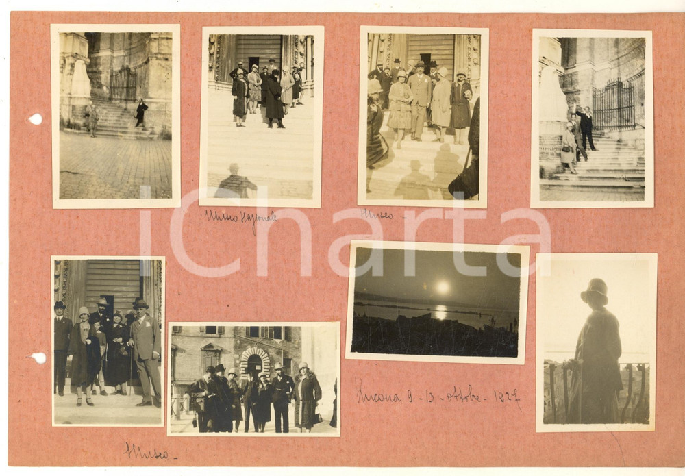 1927 ANCONA Congressisti DANTE ALIGHIERI al Museo Nazionale *Collage 8 foto
