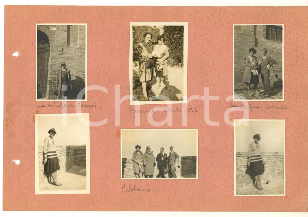 Fotografia d epoca originale 1927 RECANATI MC Casa LEOPARDI  Congressisti DANTE ALIGHIERI Collage 6 foto 1