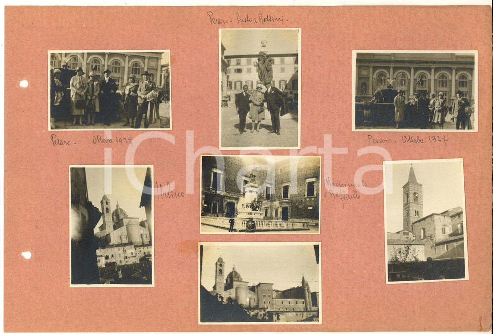 Fotografia d epoca originale 1927 PESARO / URBINO Congressisti DANTE ALIGHIERI in gita Collage 7 foto 1