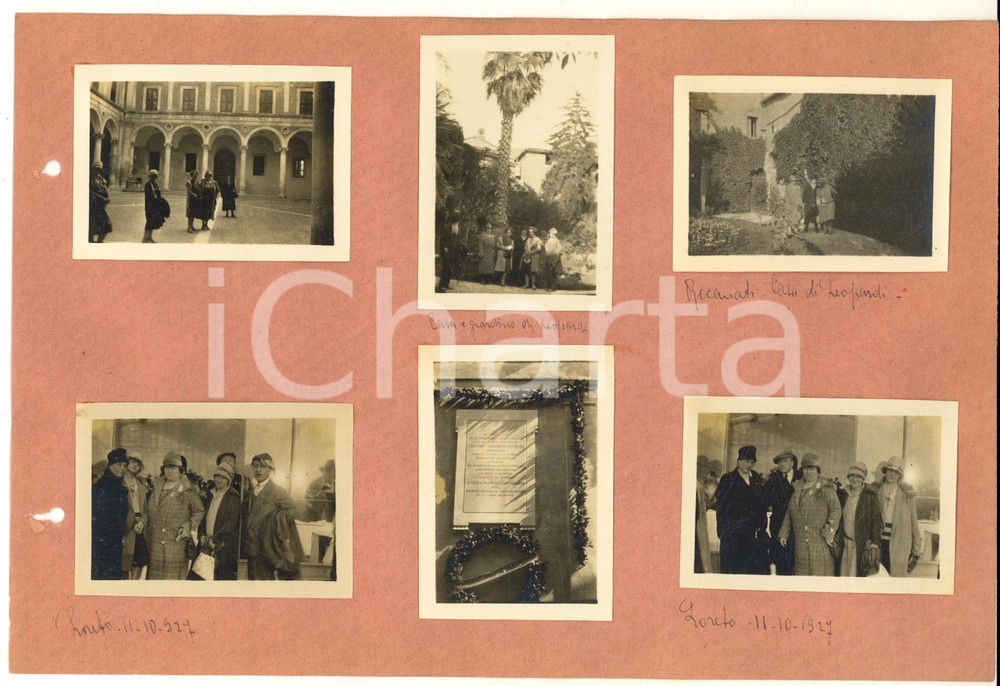 Fotografia d epoca originale 1927 RECANATI Casa LEOPARDI / LORETO  Congressisti DANTE ALIGHIERI 6 foto 1
