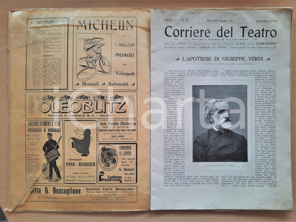 Giornale, rivista storica 1913 CORRIERE DEL TEATRO Commemorazione di Giuseppe VERDI Rivista nÂ° 10 1