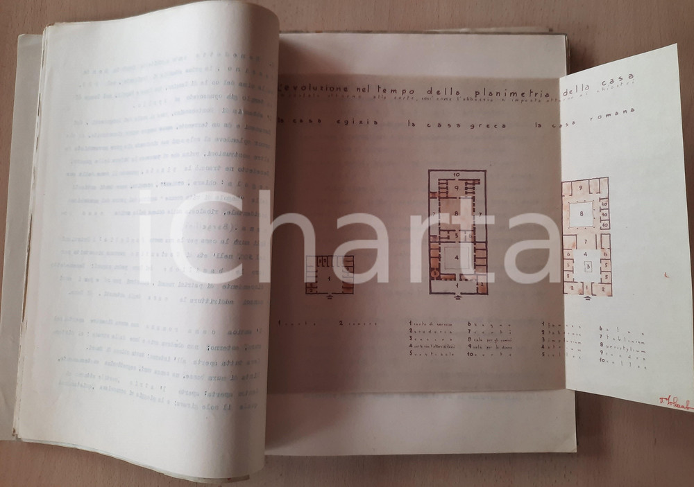 Documento originale, autentico 1950 ca Vincenzo COLUMBO Caratteri dell impianto abbaziale  ex Ducato di MILANO 1