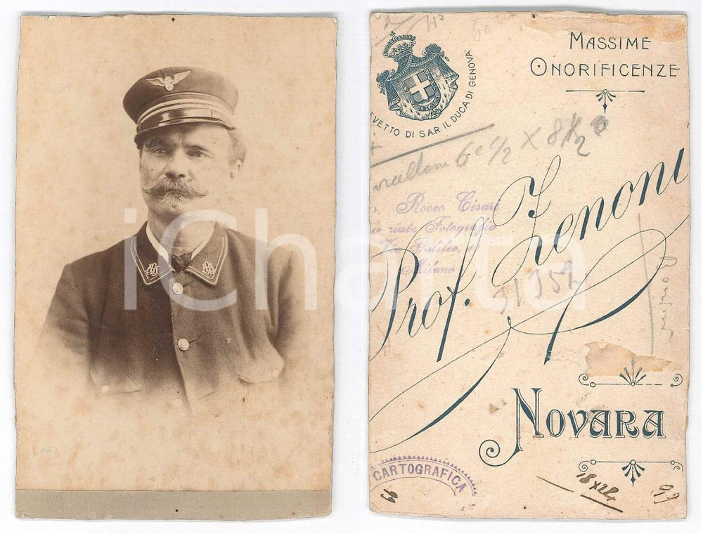 Fotografia d epoca originale 1900 ca NOVARA Ritratto maschile in divisa  Foto ZENONI 8x13 cm 1