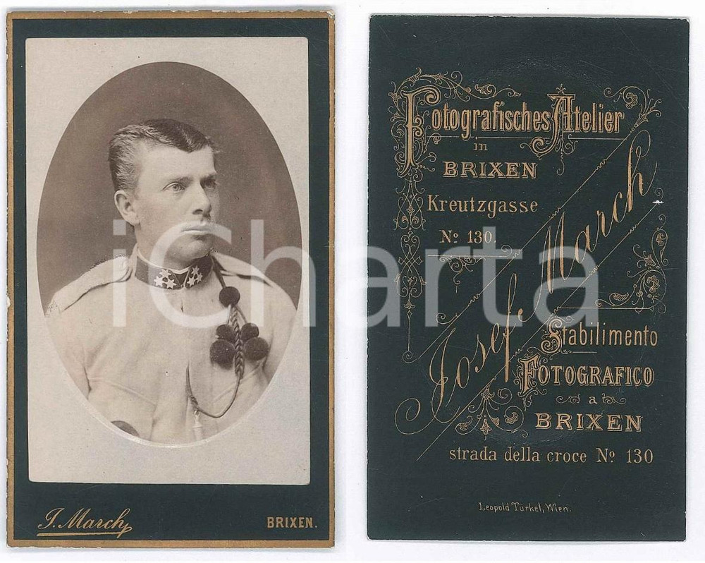 Fotografia d epoca originale 1890 ca BRESSANONE /BRIXEN Ufficiale esercito asburgico  Foto Josef MARCH 1