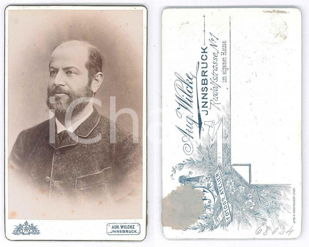 Fotografia d epoca originale 1900 ca INNSBRUCK AUSTRIA Ritratto maschile  Foto August WILCKE CDV 1