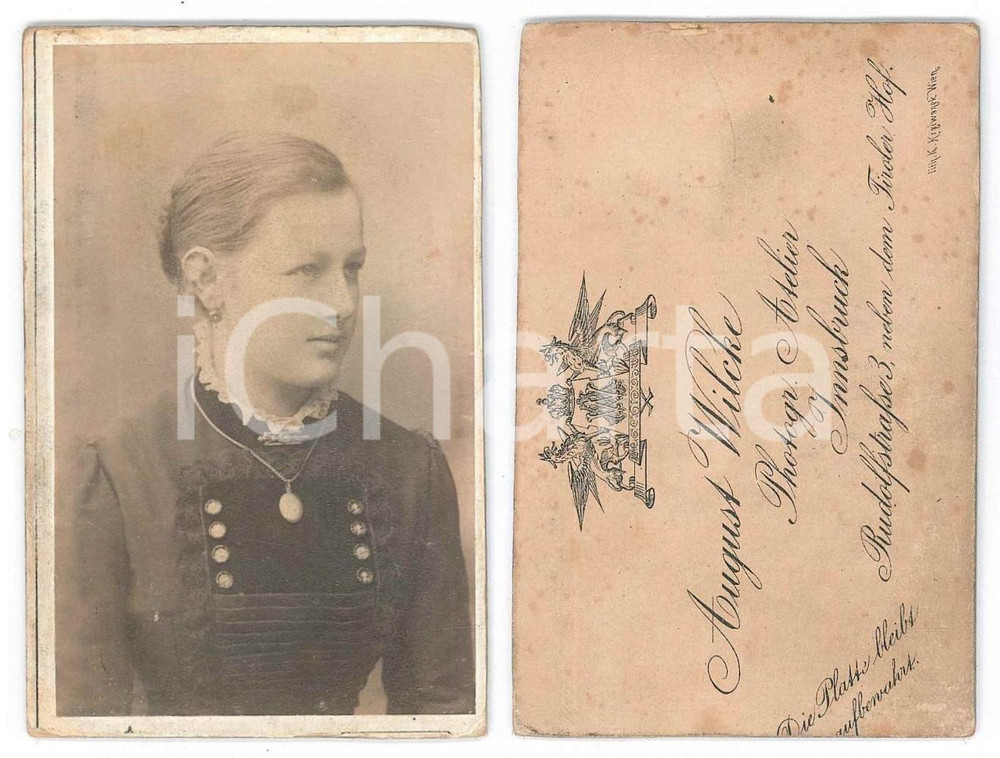 1890 ca INNSBRUCK (AUSTRIA) Giovane donna - Ritratto *Foto August WILCKE CDV