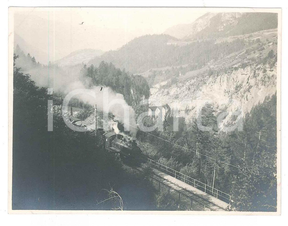 Fotografia d epoca originale 1919 FERROVIE SVIZZERA  FILISUR  Viadotto LANDWASSER Foto ANIMATA treno 10x8 1