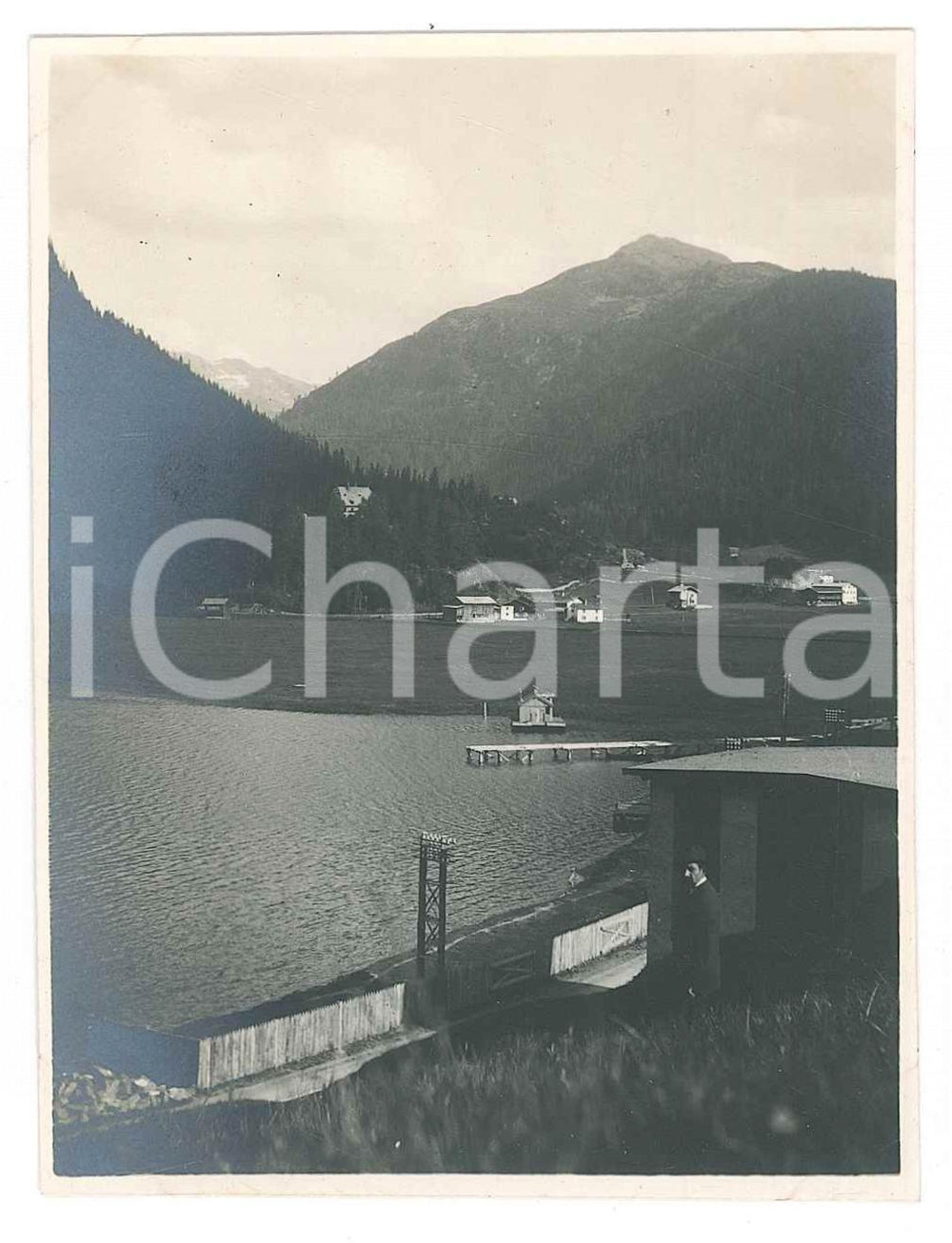 Fotografia d epoca originale 1919 DAVOS SVIZZERA Panorama con il lago Fotografia 8x11 cm 1