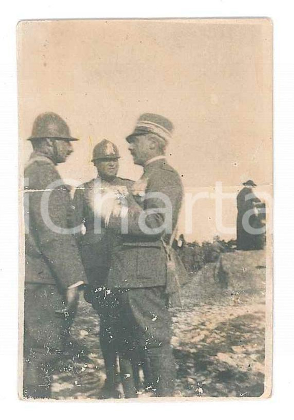 Fotografia d epoca originale 1925 REGIO ESERCITO Gen. Giuseppe BORIANI con ufficiali Foto DANNEGGIATA 4x6 1