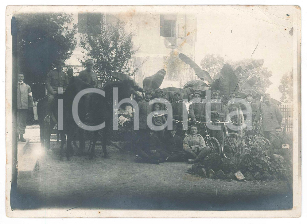 Fotografia d epoca originale 1915 ca WW1 REGIO ESERCITO 117Â° Regg. Fanteria CICLISTI Foto 18x13 cm 1