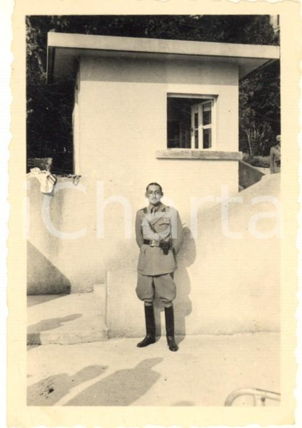 1940 ca WW2 ITALIA Ufficiale in un presidio militare *Foto 6x9 cm