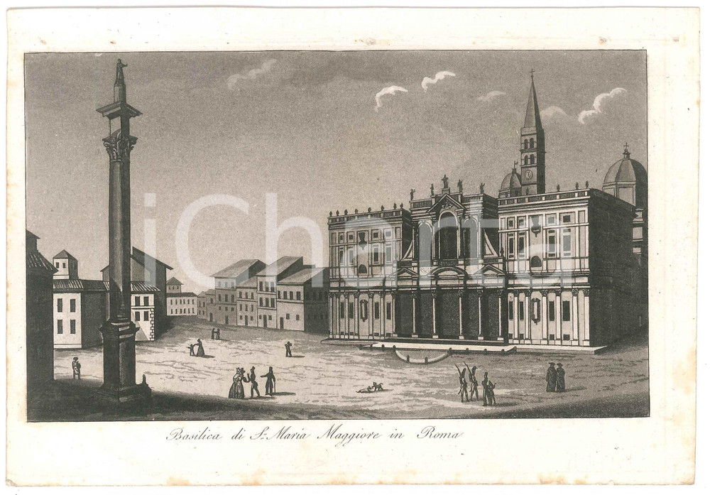 Stampa, bozzetto originale 1833 Francesco GANDINI Basilica di S. Maria Maggiore in Roma Stampa 22x15 cm 1