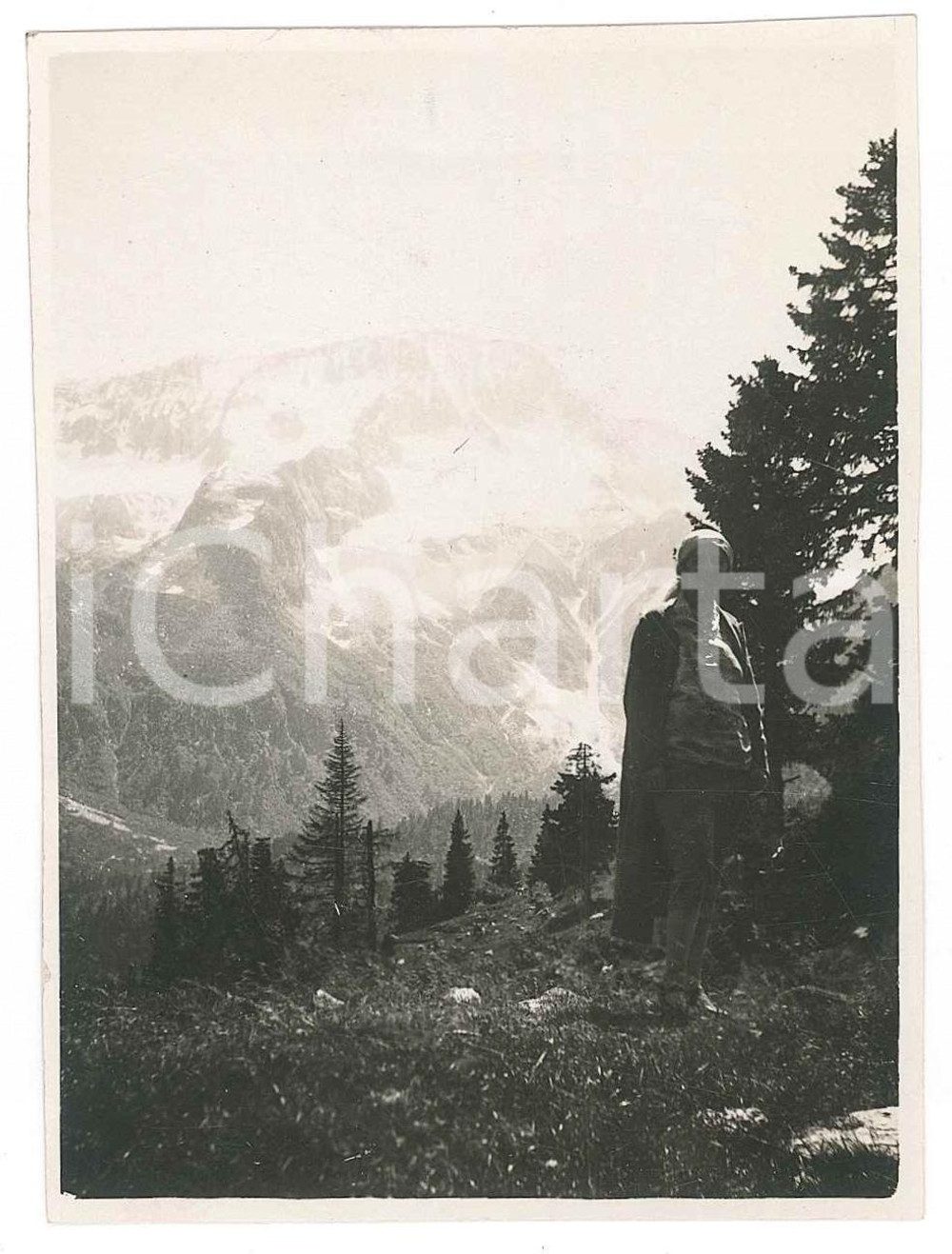 Fotografia d epoca originale 1926 TRENTINO  Gruppo della PRESANELLA  Ritratto di escursionista  Foto 8x10 1