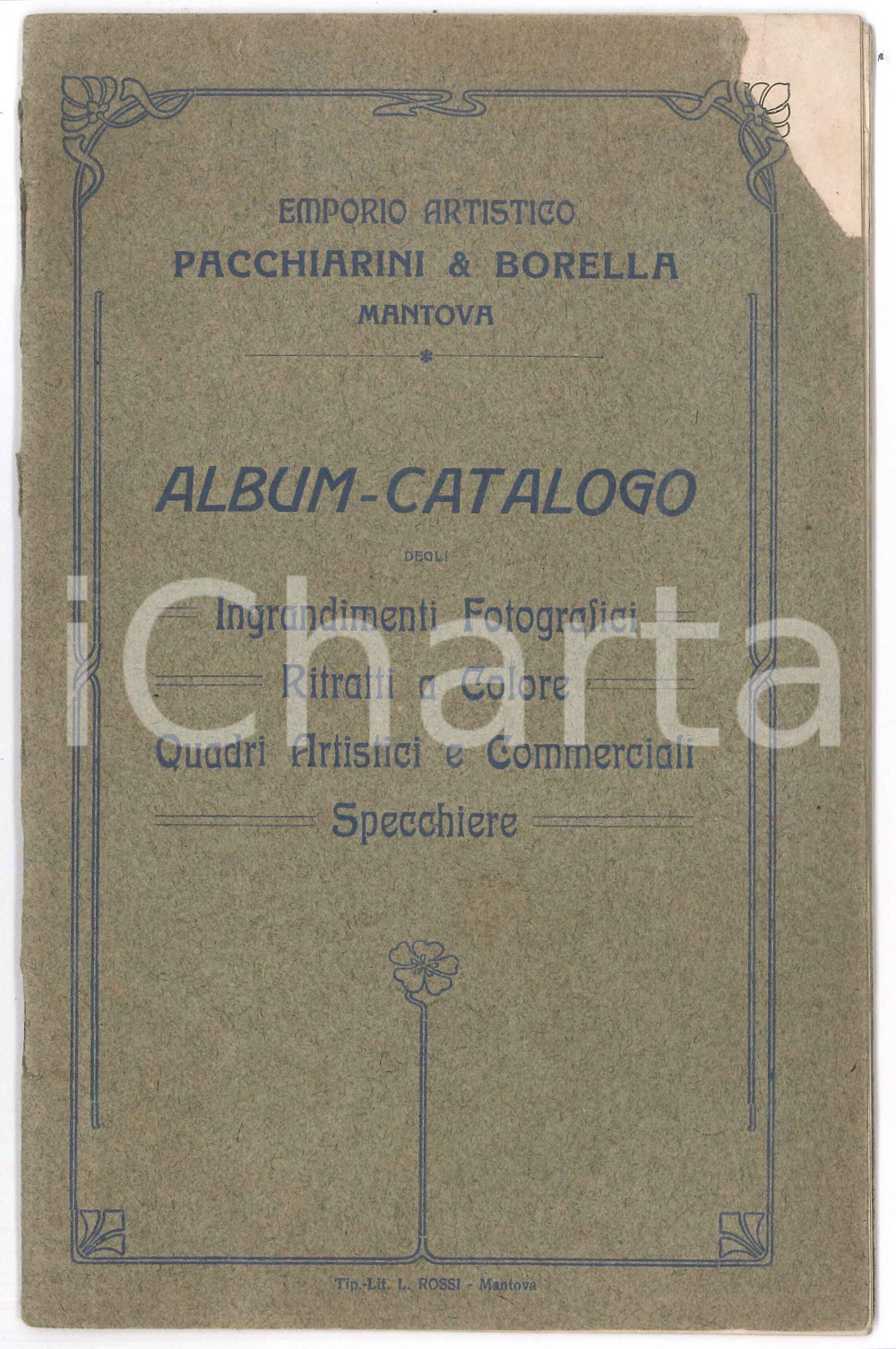 Libro, pubblicazione d epoca 1900 ca MANTOVA Emporio Artistico PACCHIARINI & BORELLA Catalogo foto specchiere 1
