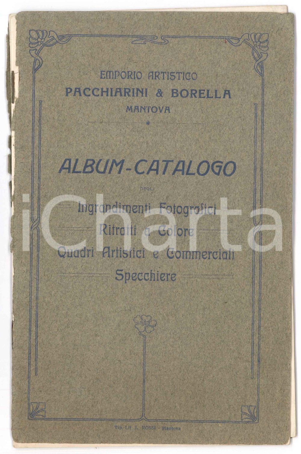 Libro, pubblicazione d epoca 1900 ca MANTOVA Emporio Artistico PACCHIARINI & BORELLA Catalogo DANNEGGIATO 1