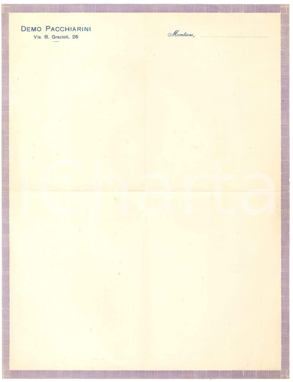 Documento originale, autentico 1940 ca MANTOVA via B. GRAZIOLI  Demo PACCHIARINI  Carta intestata 1