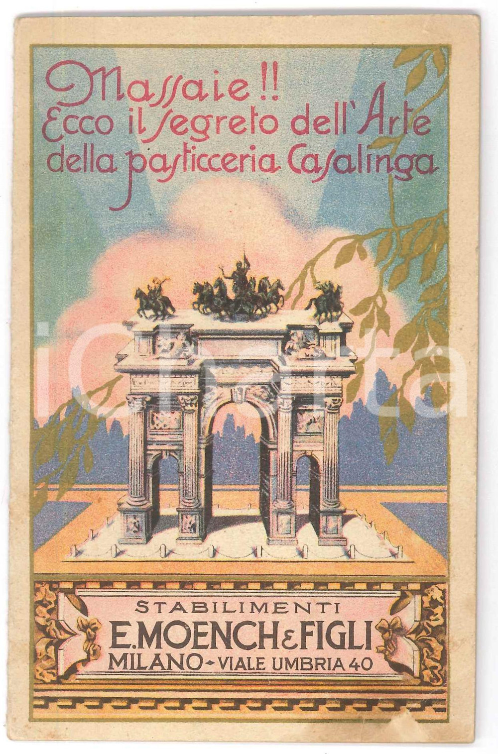 Materiale pubblicitario d’epoca 1930 MILANO Stabilimenti E. MOENCH  Prodotti pasticceria  Ricettario 20 pp. 1