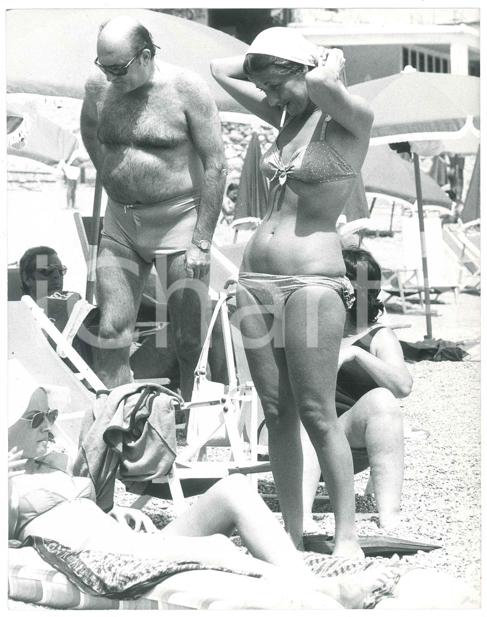 Fotografia d epoca originale 1973 COSTUME ITALIA Franca FALDINI in bikini al mare Foto 20x30 cm 1 1