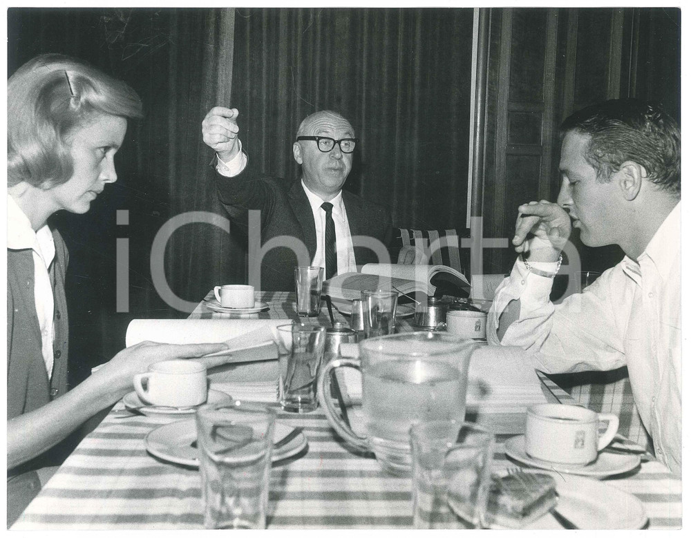 Fotografia d epoca originale 1960 CINEMA Exodus Otto PREMINGER spiega scena a Paul NEWMAN Eva Marie SAINT 1