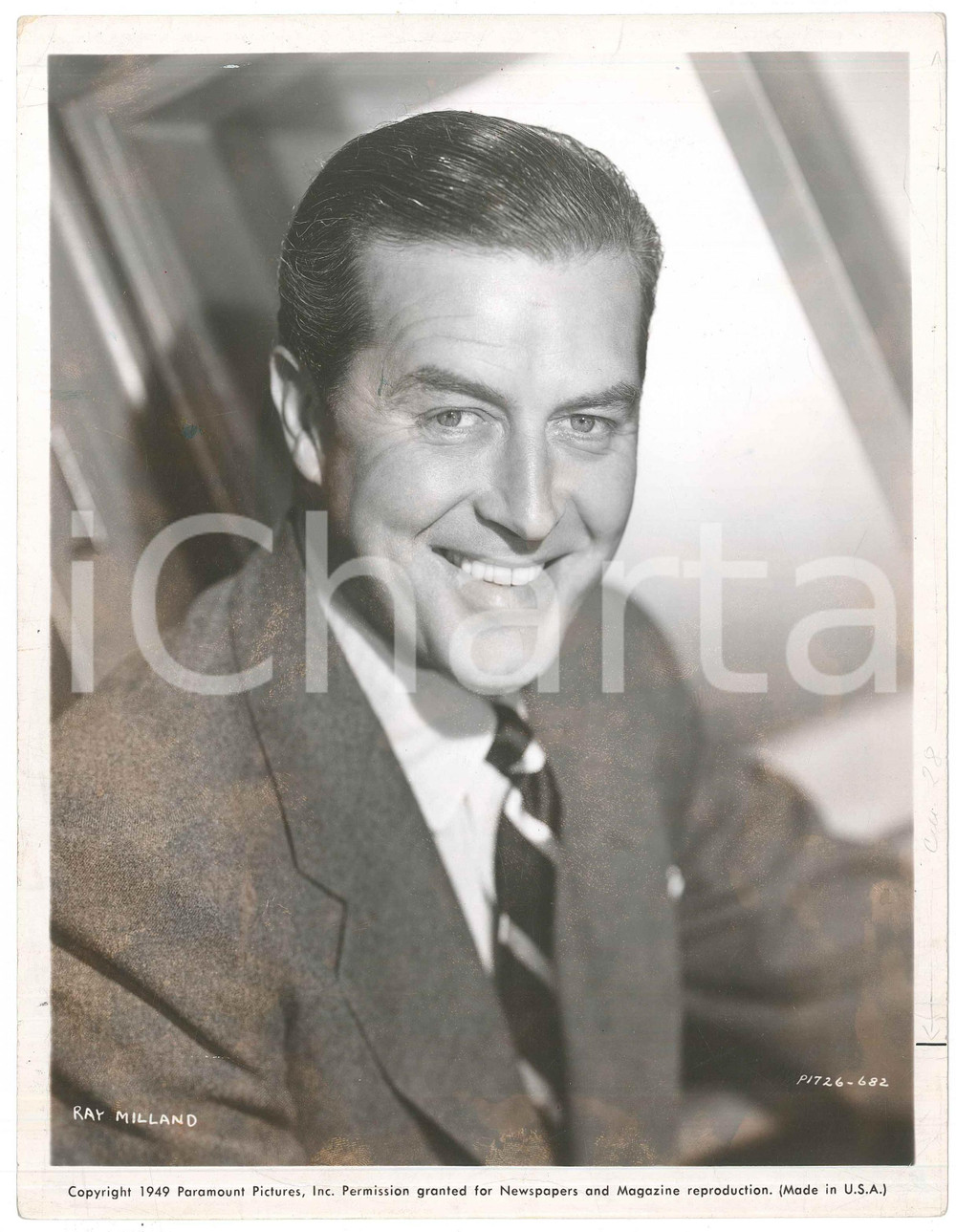 Fotografia d epoca originale 1949 USA CINEMA Ray MILLAND  Foto ritratto PARAMOUNT 20x26 cm 1