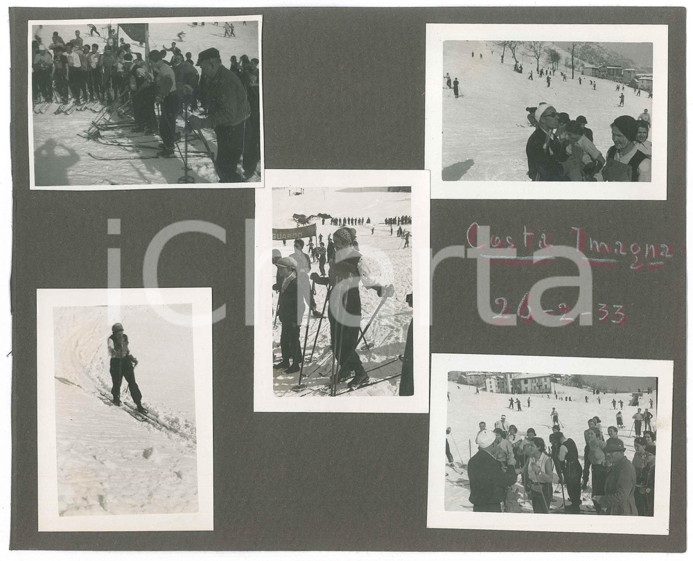 Fotografia d epoca originale 1933 COSTA IMAGNA BG Gruppo di sciatori sulle piste Lotto 5 foto 1