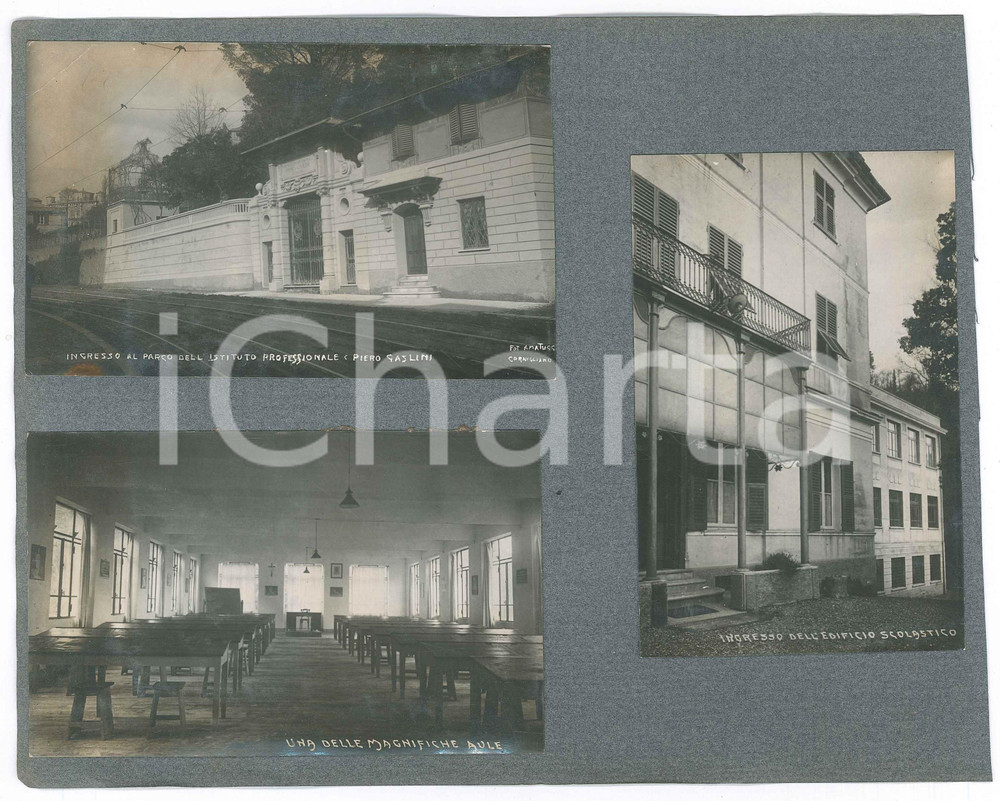 Fotografia d epoca originale 1930 ca GENOVA Istituto Professionale PIERO GASLINI  Lotto 3 foto cartoline 1