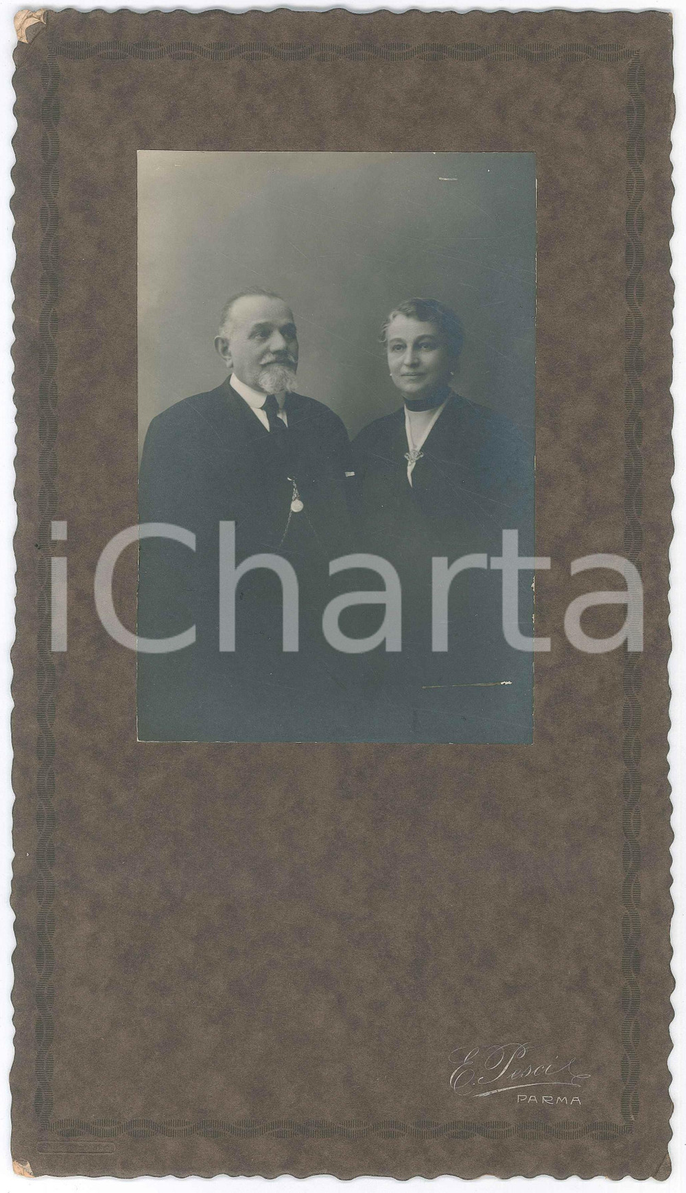 Fotografia d epoca originale 1925 ca PARMA Ritratto di due coniugi  Fotografia E. PESCI 17x29 cm 1