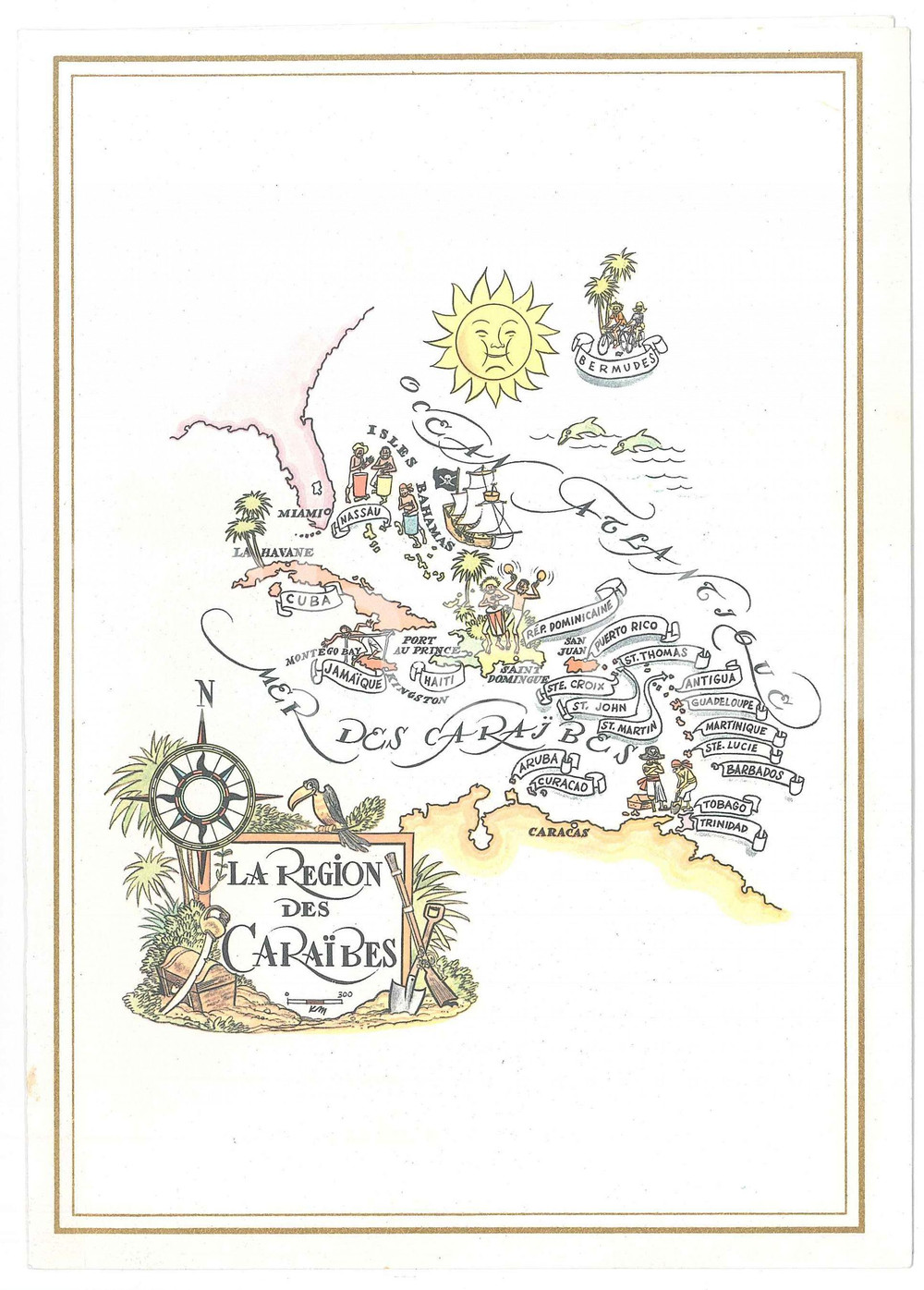 Oggetto da collezione cartaceo 1980 ca PAN AMERICAN Airlines  RAINBOW SERVICE  Menu Région Caraibes 16x22 cm 1