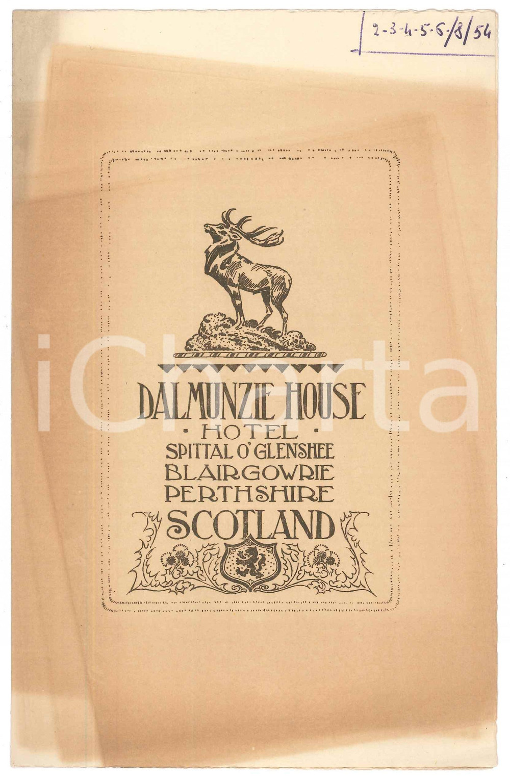 Materiale pubblicitario d’epoca 1954 SCOTLAND  BLAIRGOWRIE  DALMUNZIE HOUSE Hotel Brochure 1